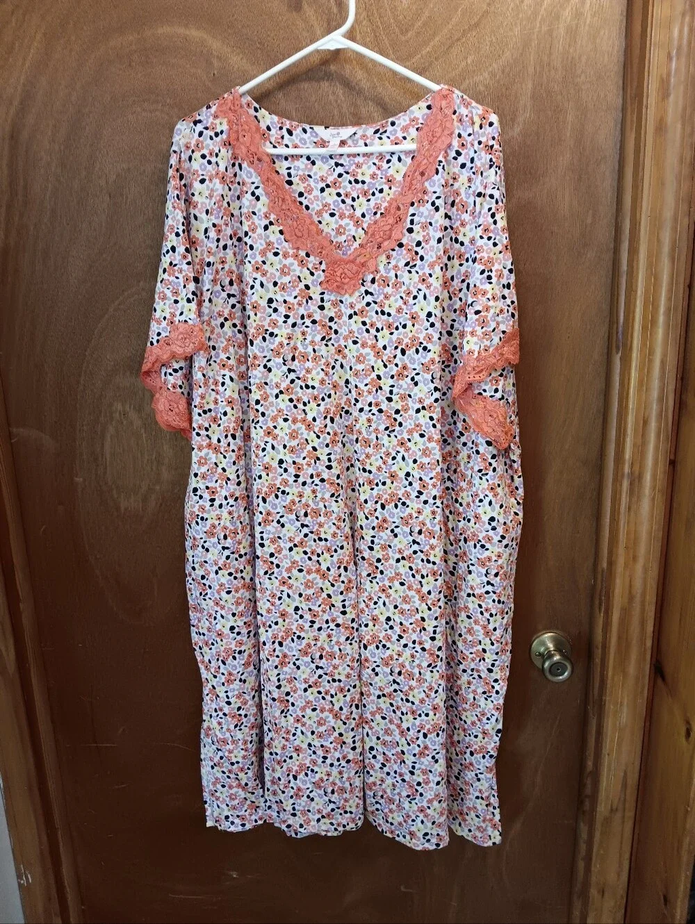 Secret Treasures Floral Nightdress with Coral and Lavender Blooms